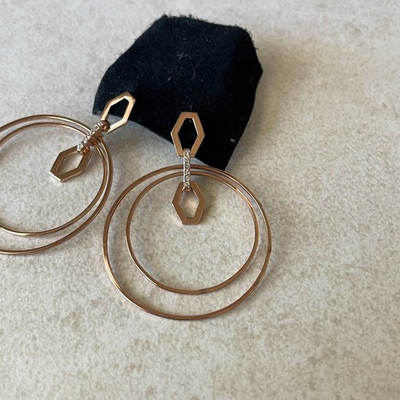 Luv AJ Rose Gold Hoop Earrings - Picture 3 of 5